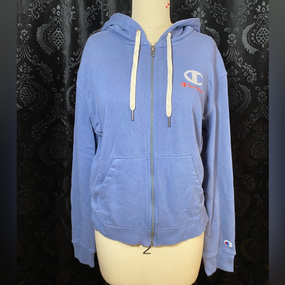 Champion Light Blue Hoodie with Logo